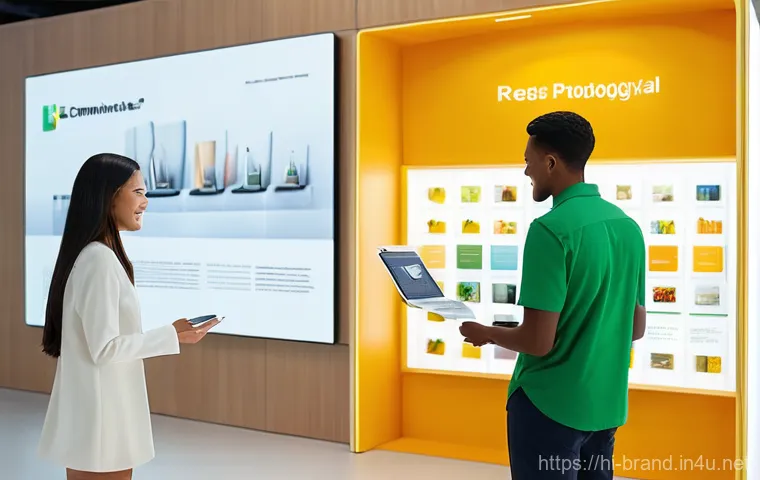 브랜드 커뮤니케이션 직무의 필수 체크포인트 - **Prompt 2: Digital Engagement and Human Connection**
    A visually engaging scene showcasing diver...