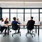 브랜드 커뮤니케이션 관련 컨퍼런스와 이벤트 - **Prompt:** "A vibrant, collaborative workspace filled with a diverse group of young professionals a...