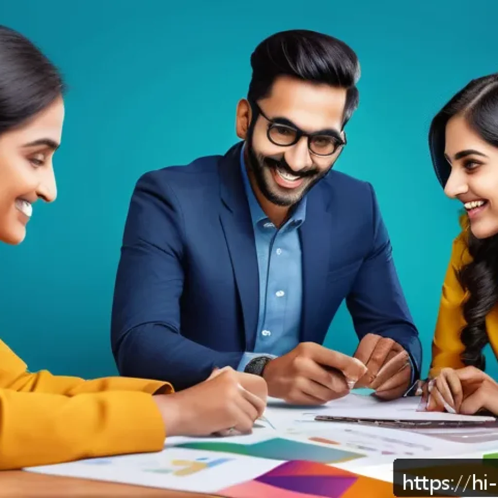 브랜드 커뮤니케이션에서 크리에이티브 활용법 - A vibrant and emotionally engaging digital marketing scene showing a diverse group of Hindi-speaking...