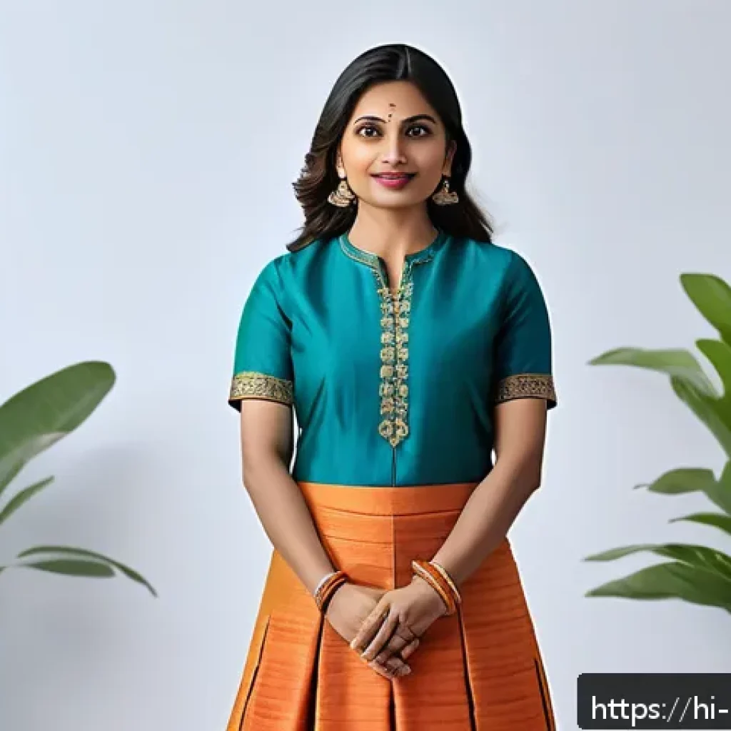 브랜드 커뮤니케이션 직무에 적합한 성격 - A professional Indian businesswoman in her early 30s, dressed in elegant traditional attire with a m...