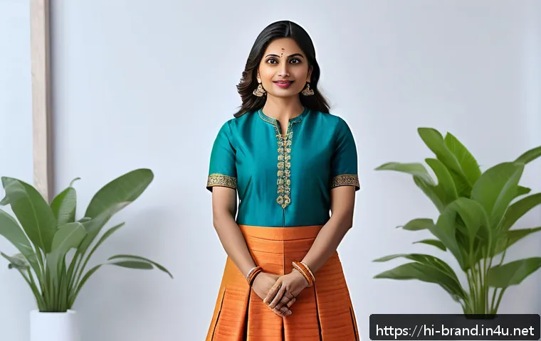 브랜드 커뮤니케이션 직무에 적합한 성격 - A professional Indian businesswoman in her early 30s, dressed in elegant traditional attire with a m...